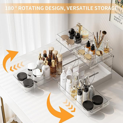 Jsyrjing Pull Out 2 Tier Organizer for Kitchen Bathroom and Cabinet Storage Rotating Pantry Rack Under Sink Organizer Clear and Durable Design 1 Pack