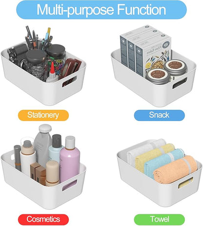 12 Packs Plastic Pantry Organization Bins, White Small Open Storage Containers Bin