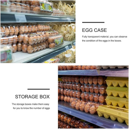 Hemoton 20Pcs Plastic Egg Storage Box with Clear Lid Refrigerator Egg Holder Organizer Countertop Fresh Carrier for Kitchen and Picnic