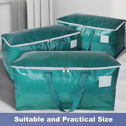 StorageRight Moving Bags-Heavy Duty Moving Boxes, Storage Totes with Zipper, Reinforced Handles and Tag Pocket-Collapsible Moving Supplies for moving, Storage and Travel 93L(Green-6 Pack)
