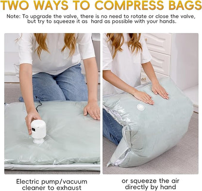 MoJoTools Vacuum Storage Bags with Electric Pump,8 Extra Large Jumbo storage Space Saver Bags (40x31 Inch) for Bedding,Comforters,Blankets,Clothing,Pillows,Jackets,Coats,Vacuum Seal Bags for clothing