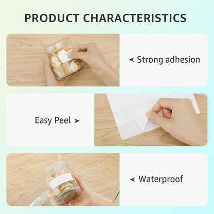 MaxGear 800PCS Removable Labels, 1”x3” Labels for Home Packing Box and Storage Bins, Water/Oil/Tear Resistants No Residue, Matte White Paper Sheets, Permanent Strong Adhesive, Dries Quickly