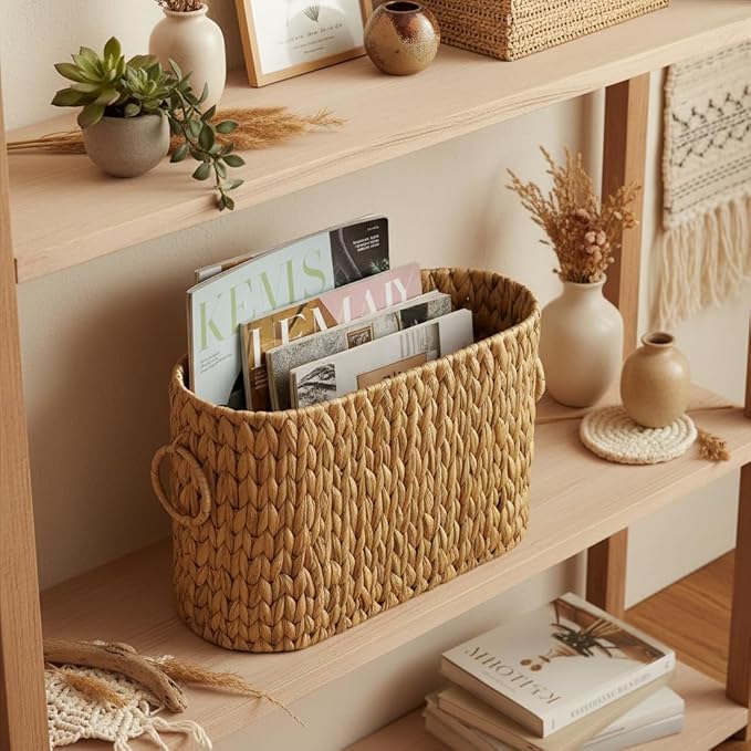 Toilet Paper Storage,Water Hyacinth Toilet Paper Baskets Bathroom Organizer,Large Toilet Paper Holder for up to 9 Mega Rolls,Bathroom Accessories Organizer