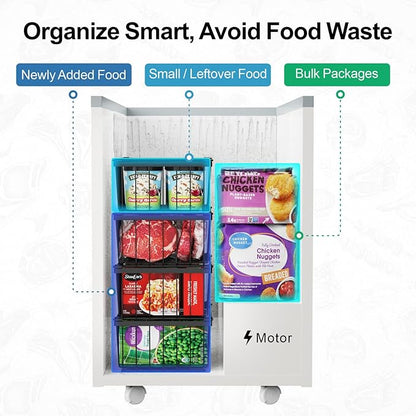 iSPECLE Freezer Organizer Bins - 4 Pack Stackable Deep Freezer Organizer Bins for 5 Cu.Ft Chest Freezer Easy Get Food from Bottom without Digging, Add Space Sort Store More Frozen Food, Black