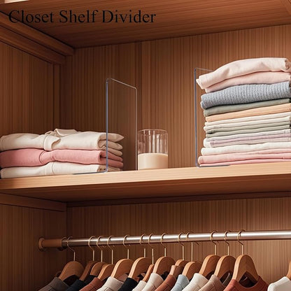 Shelf Dividers for Closet Organization - Acrylic Closet Dividers for Shelves - Clear Free-Standing Shelf Separators for Clothes Sweater Purse