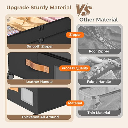 LYCDZT Under Bed Storage with Wheels, Large Capacity UnderBed Containers with Clear Lids, Shoe Organizer Under Bed Drawers, Rolling Under the Bed Storage for Clothes, Shoes, Blankets