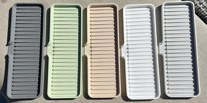 Happitasa Silicone Soap Dish Tray and Sponge Holder with Drain Chute | Bathroom and Kitchen Sink Organizer Caddy (Sand Dollar, 12"x4", 7.4 Ounces)
