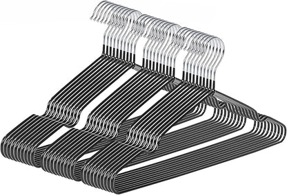 gofuch Ultra-Thin Metal Hangers, 30 Pack Non-Slip PVC Coated Space Saving Clothes Hangers for Closet, 16 inch Wide for Suits, Dresses, Jackets（Black）
