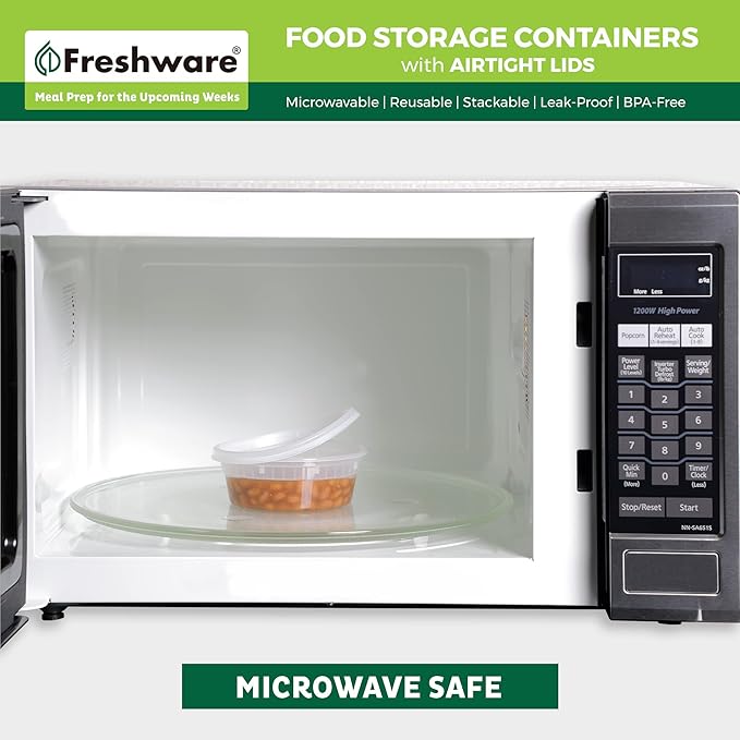 Freshware Food Storage Containers [240 Set] 8 oz Plastic Deli Containers with Lids, Slime, Soup, Meal Prep Containers, BPA Free, Stackable, Leakproof, Microwave, Dishwasher and Freezer Safe