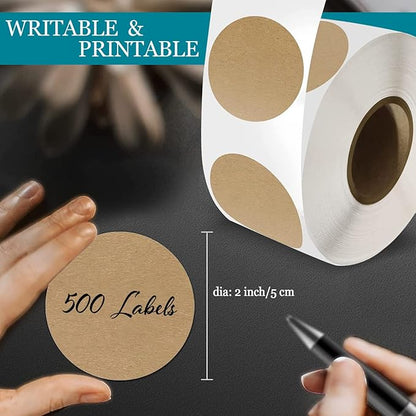 500 Pcs Jar Label Stickers Water Resistant Stickers Labels for Jars Gift Tags Oil Bottle Cosmetic Storage Bin Canning Mason Jar Food Container Freezer Organization 2 Inch