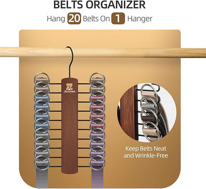ZEDODIER 2 Packe Wooden Tie Rack, Tie Hanger for Men Closet, 40 Storage Capacity, Non-Slip Rotatable Tie Organizer, Hanging Space Saving Holder, Vintage