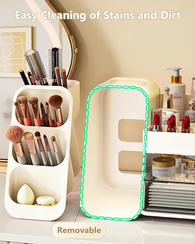 Anylady Makeup Organizer with Drawers, Skincare Organizer (Large Size Thick), Storage Box Cosmetic Display Cases, Make up Organizers for Vanity, Dresser, Desk, Kitchen, Countertop (cream)