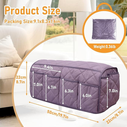 Gloserin Armchair Caddy, Sofa Armrest Organizer, Non Slip Recliner Organizer, Remote Control Holder for Recliners, Recliner Arm Caddy with 14 Pockets Storage for TV Remote, Phone, Magazine (Purple)