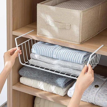 Under Shelf Storage Basket, Pantry Organizers and Laundry Room Organization Under Cabinet Multipurpose Metal Wire Basket for Kitchen, Office Desk (26cm/10.2in)