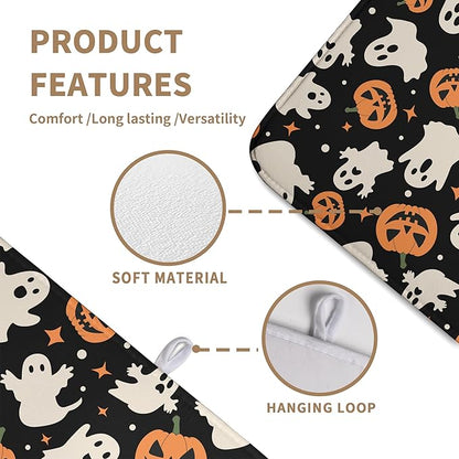 Wnoesat Halloween Dish Drying Mat for Kitchen Counter Pumpkin Spooky Ghosts Fall Dish Mat Absorbent Microfiber Reversible Dish Draining Mat Extra Large Dishes Pad 18 X 24 Inch