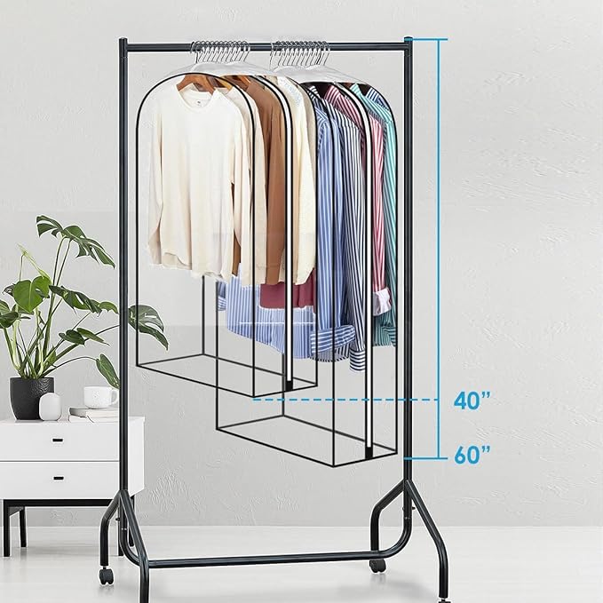 40" Clear Garment Bags for Hanging Clothes, Garment Bags for Storage with Smooth Side Zipper 10" Gusseted Waterproof Garment Bag for Shirts, Coats, Dresses, Suits,4 Pack