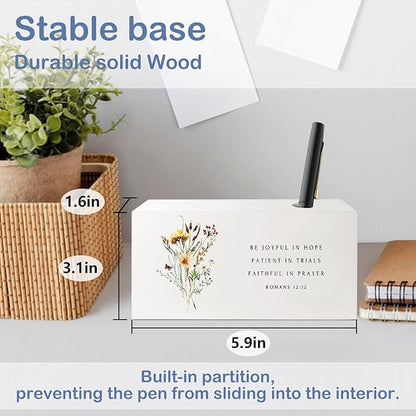 SNNDER Floral Christian Single Pen holder for Desk, Christian Religious Gifts for Women, Romans 12:12 Bible Verses Fountain Pen Holder for Home Office Desk Accessories
