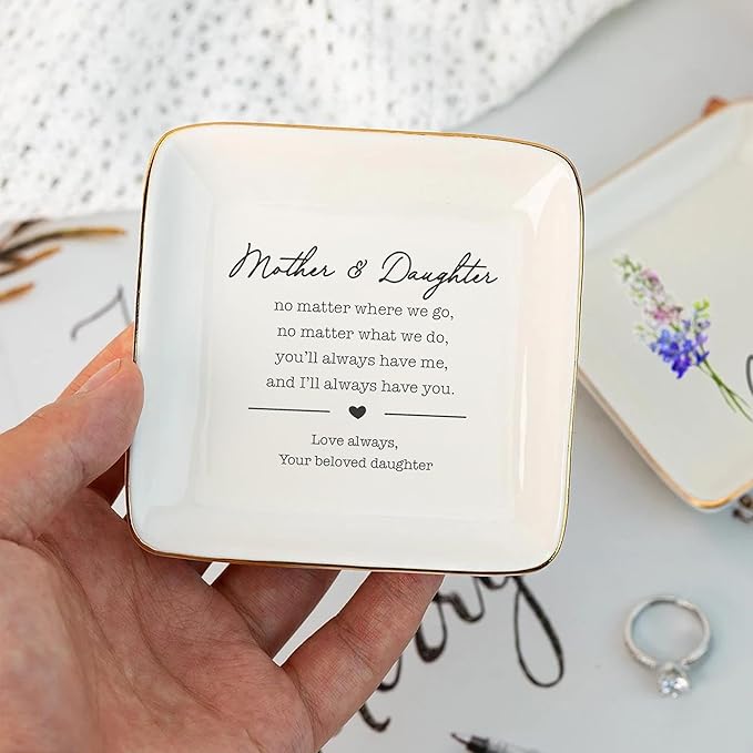 Mother Gift, Square Ring Dish, Jewelry Dish, Jewelry Storage, Mothers Day Gifts, Gift From Daughter, Bonus Mom Gift, Step Mother Gift, Mother Appreciation, Mother Present, Mother Birthday Gift…