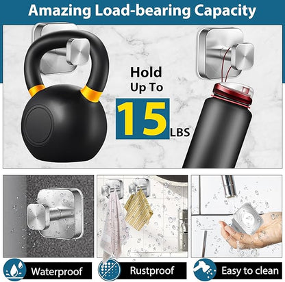 AbluFirst Suction Cup Hooks for Shower,No-Drill Removable Duty Shower Suction Cup Wreath Hooks for Bathroom Wall, Glass, Windows,Mirrors Kitchen to Hang Towels,Robes,Coat, Loofah-Silver(2 Pack)