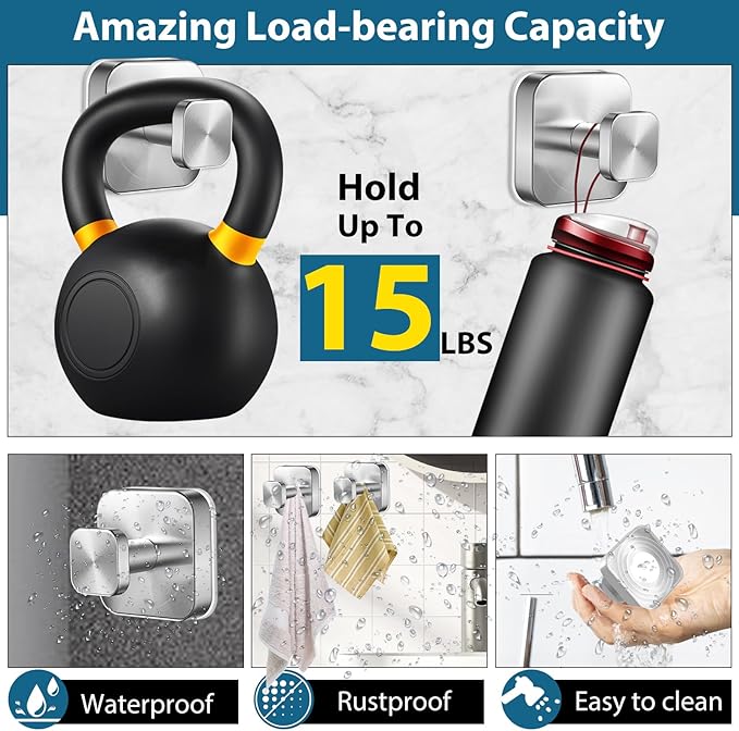 AbluFirst Suction Cup Hooks for Shower,No-Drill Removable Duty Shower Suction Cup Wreath Hooks for Bathroom Wall, Glass, Windows,Mirrors Kitchen to Hang Towels,Robes,Coat, Loofah-Silver(4 Pack)