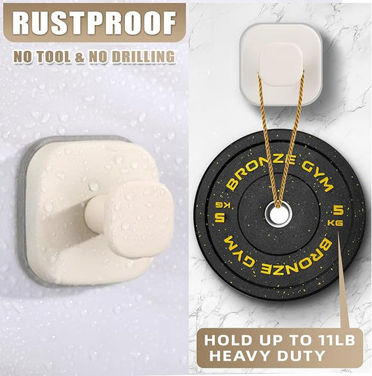 Fenas No-Drill Reusable Suction Cup Hooks, Towel, Robe, Loofah, Coat Hook for Glass, Mirror, Tile, Shower, Bathroom, Kitchen & Metal (Smooth, Non-Porous Surfaces) (4, Milk White)