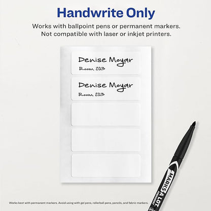 Avery No-Iron Fabric Labels, 1" x 3", Washer and Dryer-Safe Waterproof Labels, Non-Printable, 20 Total (40724)