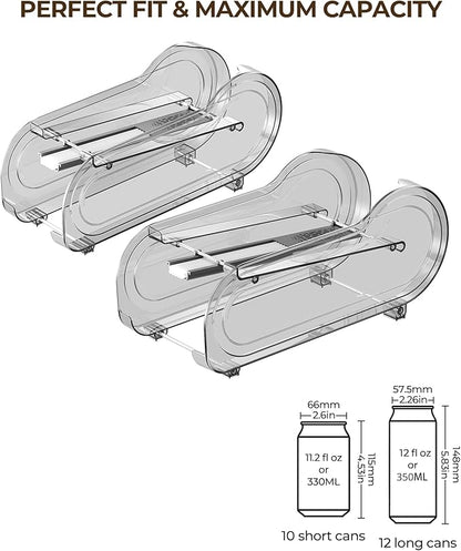 Drink Organizer for Fridge, Soda Can Organizer Dispenser for Refrigerator with Automatic Rolling,Organize Standard Size 11.15oz or 12oz Cans Drink,Save space for Fridge、Kitchen、countertop （4 pack）