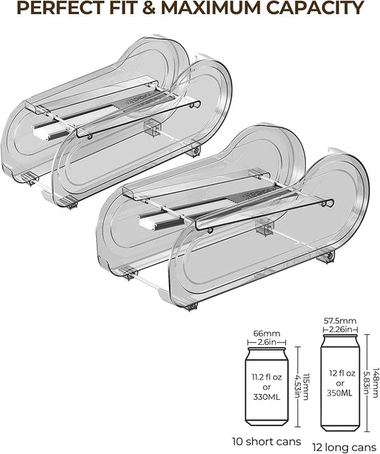 Drink Organizer for Fridge, Soda Can Organizer Dispenser for Refrigerator with Automatic Rolling,Organize Standard Size 11.15oz or 12oz Cans Drink,Save space for Fridge、Kitchen、countertop （4 pack）