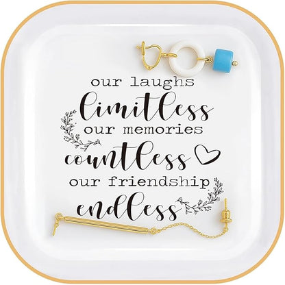 Friendship Gifts for Women Friends Ring Dish "Our laughs limitless, memories countless, friendship endless!" -Gifts for Friends Female Birthday Gifts For Women Bridal Shower Christmas Gifts
