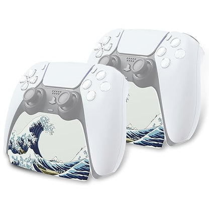 playvital 2 Pack Controller Display Stand for ps5, Gamepad Stand Desk Holder for ps5 Controller Accessories with Rubber Pads, The Great Wave