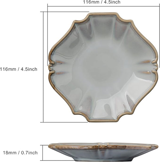 Ceramic Jewelry Dish, Decorative Tray for Rings Earrings Necklaces Bracelet Watch Keys, 4.50" Trinket Tray as Gifts for Women (Reactive Court)