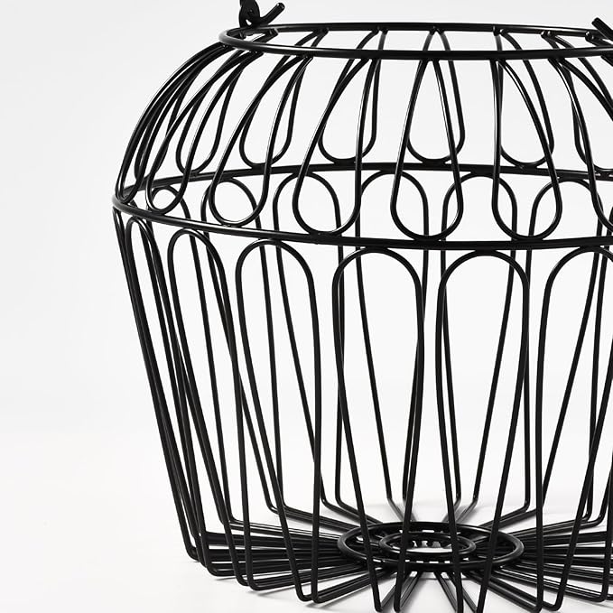 Farmhouse Egg Baskets for Gathering Fresh Egg With Handle, Round Metal Chicken Basket Collecting Fresh Egg Holder for Countertop Kitchen