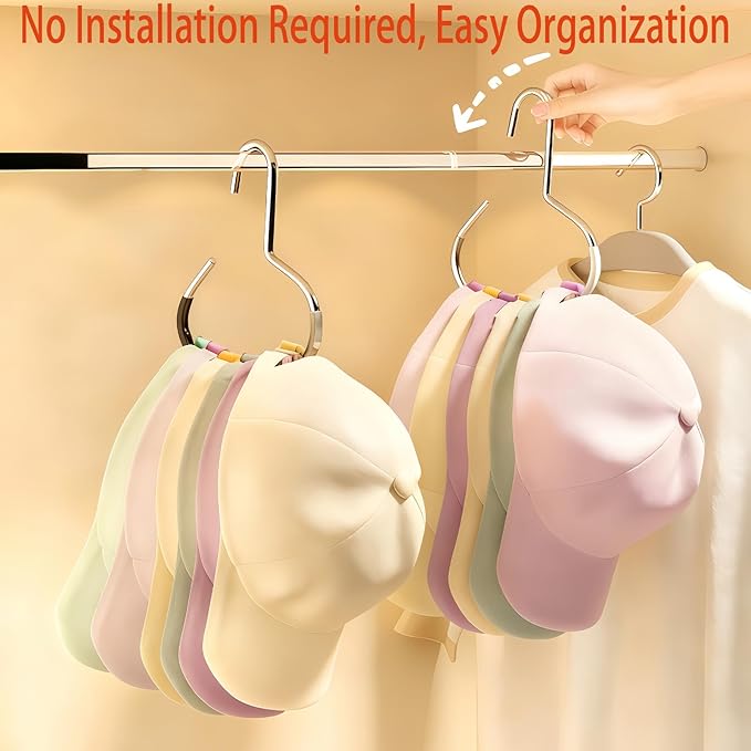 Durable Steel Hangers Maximize Closet Space with Versatile Storage, Hat Organizer Durable Stainless Steel, Durable Steels Hangers for Caps, Ties, Scarves, Clothes (White,10pcs)