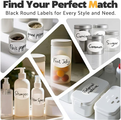 180Pcs Chalkboard Labels for Jars, Waterproof Reusable Blackboard Stickers with 2 Liquid Chalk Markers, Organization Labels Removable (White, Round)