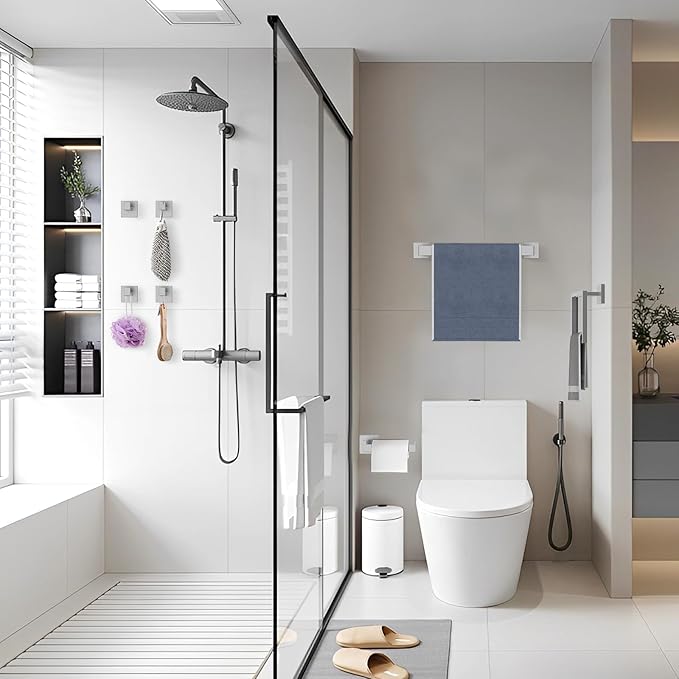 7-Pieces Brushed Nickel Bathroom Hardware Accessories Set, SUS304 Stainless Steel, 16 Inch Bath Towel Bar Set, Towel Holder, Towel Racks for Bathroom Wall Mounted