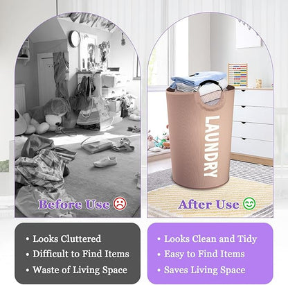 125L Extra Large Laundry Basket with Handles, Folding Dirty Clothes Hamper, Independent Laundry Hamper in 600D Oxford Fabric, Rugged Storage Basket for Family, Dorm, Khaki