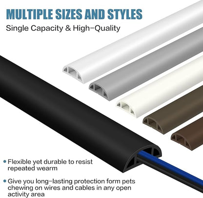 Floor Cord Covers for Wires 20FT Cable Hider Wire Coverr Self Adhesive Cord Hider Floor for Offices, Homes, Workshops, Warehouses Cable Cavity 0.47" W x 0.27" H