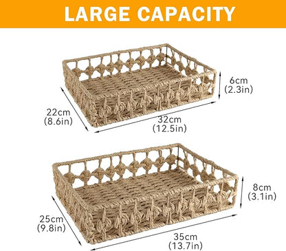 2 Pack File Folders Organizer,Woven Storage Basket for Folders,Mail,Letter,Office Supplies Desk Accessories for Women,Paper Letter Tray Desk Organizer,Stackable File Storage Desktop Organizer