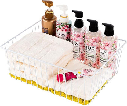 Upright Freezer Organizer Bins，Freezer Storage Baskets for 16, 17, 21 cu.ft Standup Freezer, Wire Storage Baskets with Built-in Handles, 6Pcs , White