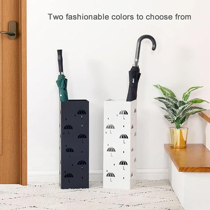 Commercial Metal Umbrella Holder Corridor Entrance Metal Large Capacity Umbrella Storage Shelf Indoor Large-Capacity Square Umbrella Stand Rack Metal Umbrella Stand for Entryway(Black)