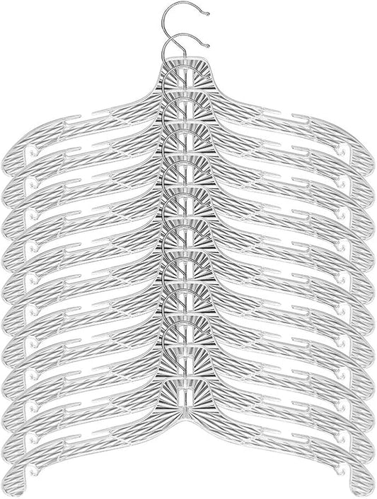 Perfecasa Crystal Clear Plastic Hangers - 20 Pack, Non-Slip, Heavy Duty, Open Notch Shirt & Dress Hangers with Diamond Crystal Cut Pattern