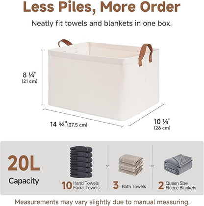 StorageWorks Closet Storage Bins, Storage Baskets for Shelves, Closet Organizers and Storage Bins with Metal Frame, Handles, Natural Color, 2-Pack
