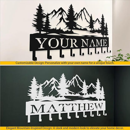 Custom Metal Key Rack Hooks, Personalized Key Holder for Wall, The Great Forest, Mountain Theme Wall Decoration Hooks, Key Hanger Organizer for Living Room, Entryway, Bathroom, Kitchen Decor
