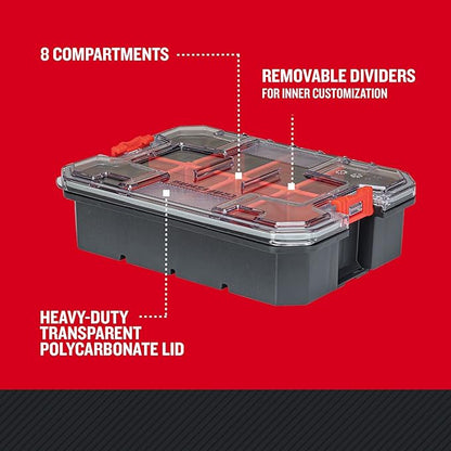 CRAFTSMAN VERSASTACK Storage Organizer, Small Parts Organizer, 8 Compartments, Lid Includes Secure Latch (CMST17827)