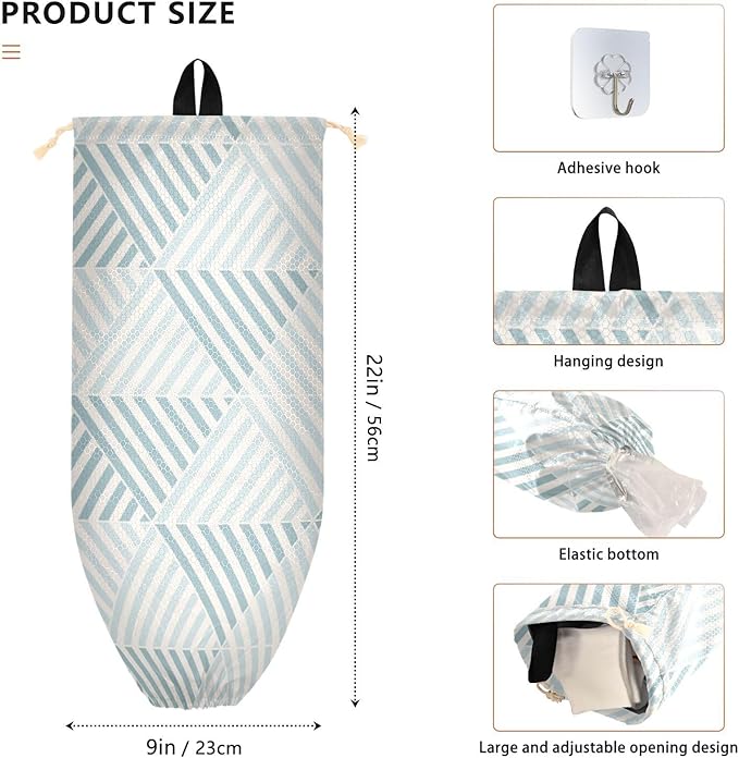 1 PC Plastic Bag Holder Wall Mount Grocery Bag Holder Shopping Bag Trash Bag Storage Organizer Dispenser for Kitchen Closet 22 x 9 Inch Nordic Green
