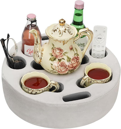 Couch Cup Holder Pillow - Cup Glass Cozy Pillow | Couch Caddy Sofa Bed Buddy Holds Drinks, Snacks, Remote, Phones, Tablet. Keep Drinks Stand and Prevent Spills for Car, Park, Beach, Picnic (Sliver)
