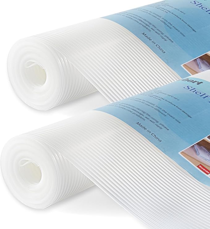 2 Rolls Shelf Liner, 14 Inches x 20 FEET Non-Slip Kitchen Cabinet Liner, Washable Oil-Proof Non-Adhesive Contact Paper for Kitchen Drawer, Cabinet, Shelves, Refrigerator, Storage, Desks, coutertops
