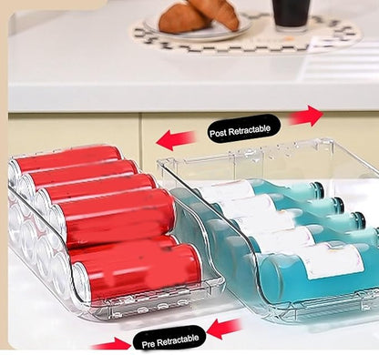 2 Pack Can Drink Dispenser Organizer for Refrigerator, Clear Soda Can Dispenser Drink Holder Expand Organizer for Fridge Pantry Kitchen