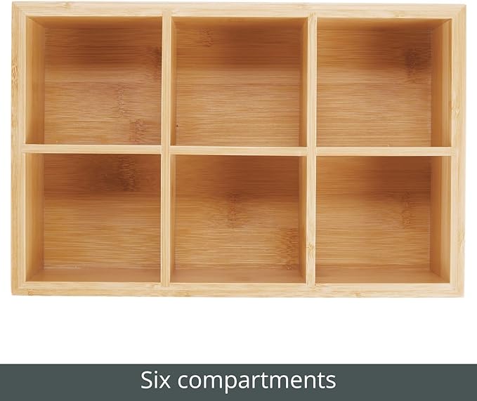 mDesign Bamboo Tea & Food Storage Organizer Container Box - Wooden Holder Case for Tea Bags, Coffee, Snacks, Sugar, Sweeteners, and Small Packets - Echo Collection - 4 Pack - Natural Wood