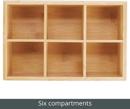 mDesign Bamboo Tea & Food Storage Organizer Container Box - Wooden Holder Case for Tea Bags, Coffee, Snacks, Sugar, Sweeteners, and Small Packets - Echo Collection - 4 Pack - Natural Wood
